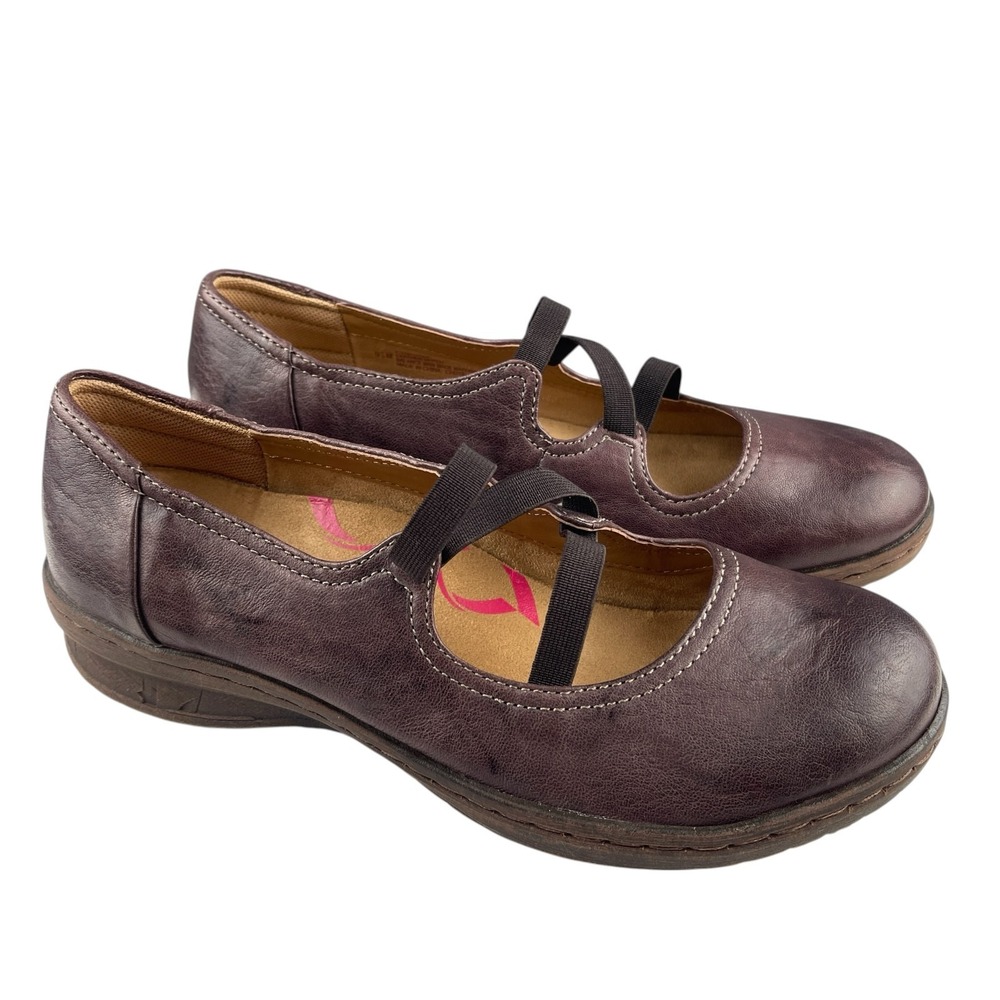 Comfortiva Align Women's Farmington Elastic Mary Jane Shoes 9.5M Plum Leather